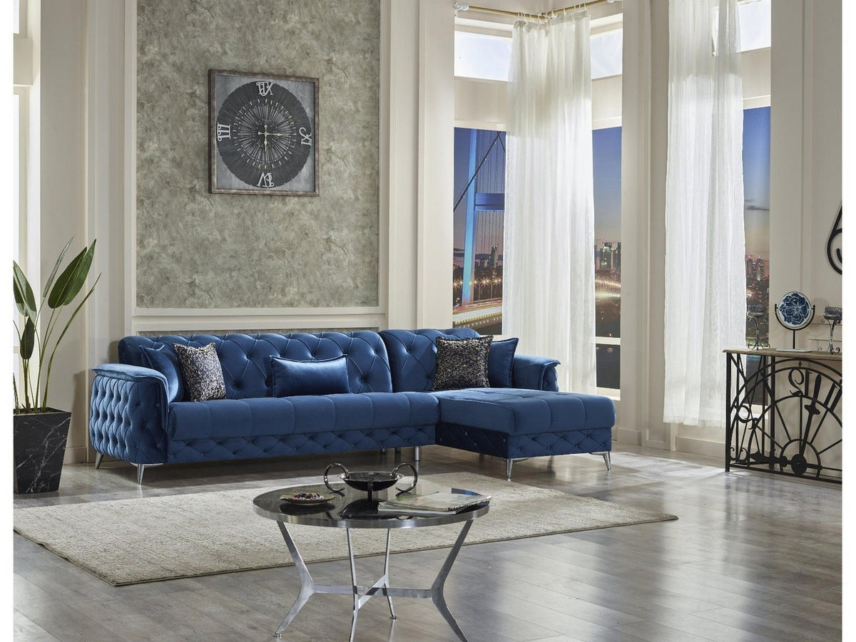 ECKSCHLAFSOFA Sucre Relax - Langer Schenkel Links - Blau, Holzwerkstoff/Kunststoff (310/180cm)