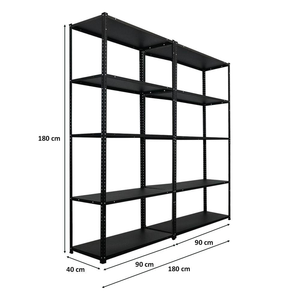 SCHRAUBREGAL Haldor 2er-Set 180x90x40cm Fachlast 100 kg Schwarz - Schwarz, Metall (180/180/40cm) - PROREGAL