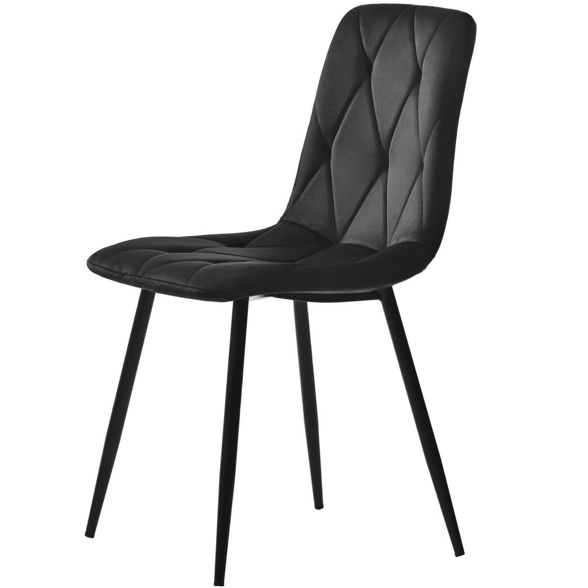 ESSZIMMERSTUHL 4-Tlg Schwarz, Twill Samt, Metallbeine - Schwarz, Textil (45/86/40cm) - FLIEKS