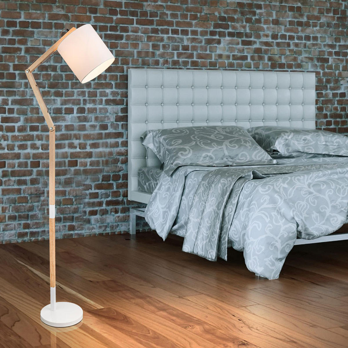 LED STEHLEUCHTE Mattis Braun Holz - Braun, Holz (75/25/172cm) - Globo Lighting