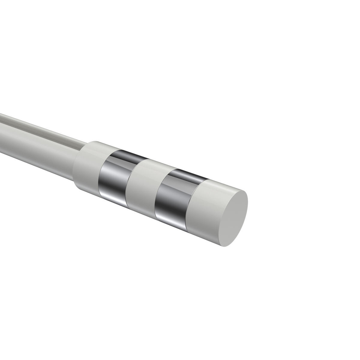 ENDSTÜCKE FÜR GARDINENSTANGEN 20 mm Ø, Mavell Weiß/Chrom, Packung 2 Stück - Chromfarben/Weiß, Metall (8.2/2.6/2.6cm) - INTERDECO