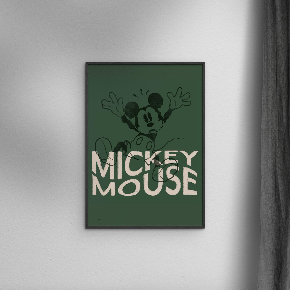 POSTER mit Rahmen Disney - Disney - Mickey Mouse Wavy Green - Schwarz/Grün, Holz/Papier (70/100cm) - Poster&Frame