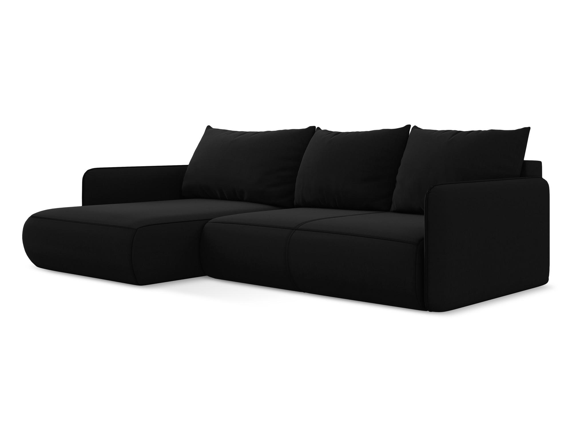 ECKSOFA mit Schlaffunktion Samt Stoff Schwarz - Schwarz, Kunststoff/Textil (148/240cm) - Makamii