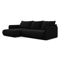 ECKSOFA mit Schlaffunktion Samt Stoff Schwarz - Schwarz, Kunststoff/Textil (148/240cm) - Makamii