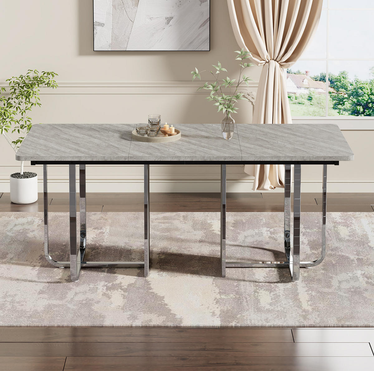 ESSTISCH 180/80/75 cm grau mit stabilen Metallbeinen - Grau, Holzwerkstoff (180/80/75cm) - OKWISH