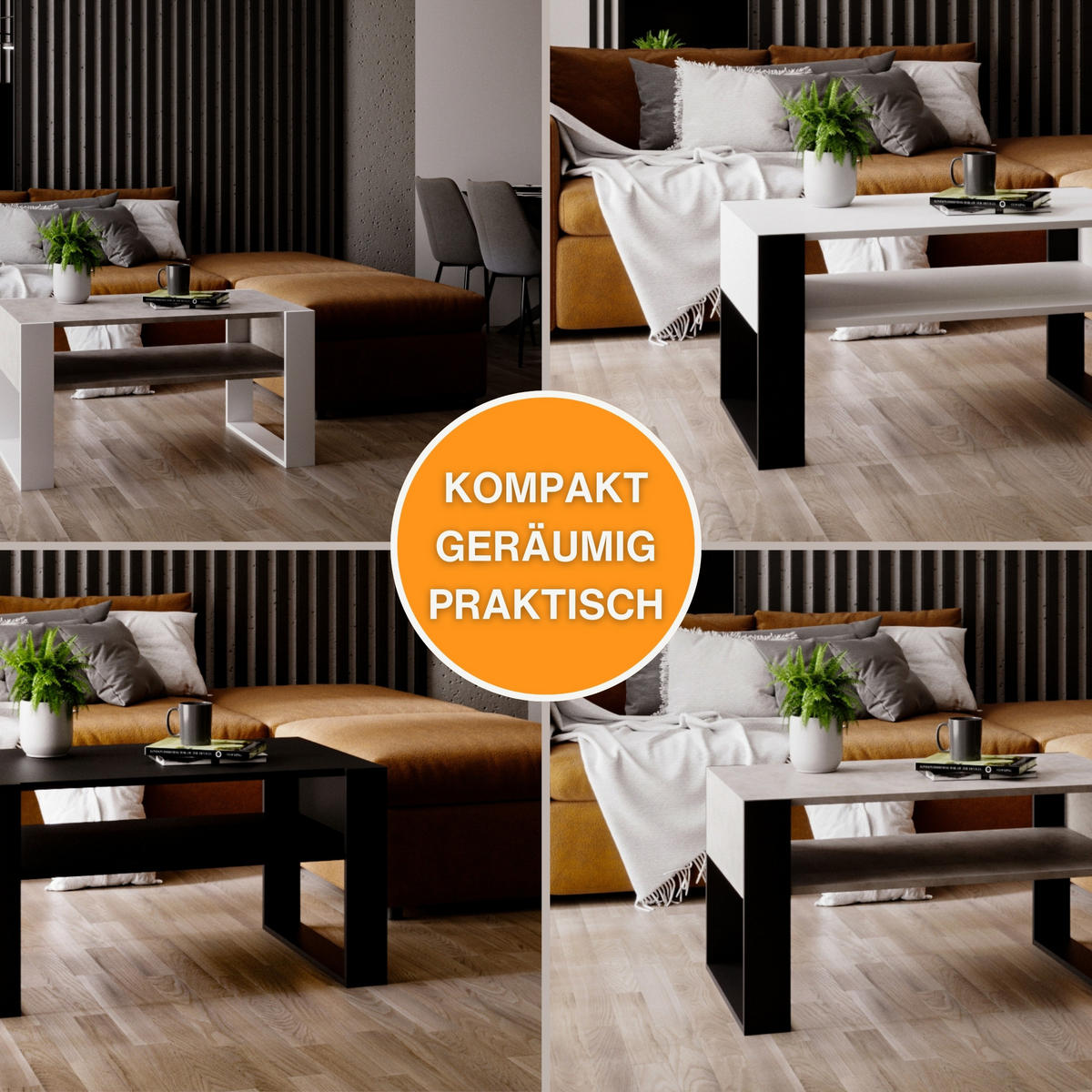 COUCHTISCH Holzwerkstoff rechteckig stabil Grau 45/53,6/92cm - Weiß/Grau, Holzwerkstoff (53.6/92/45cm) - CraftPAK