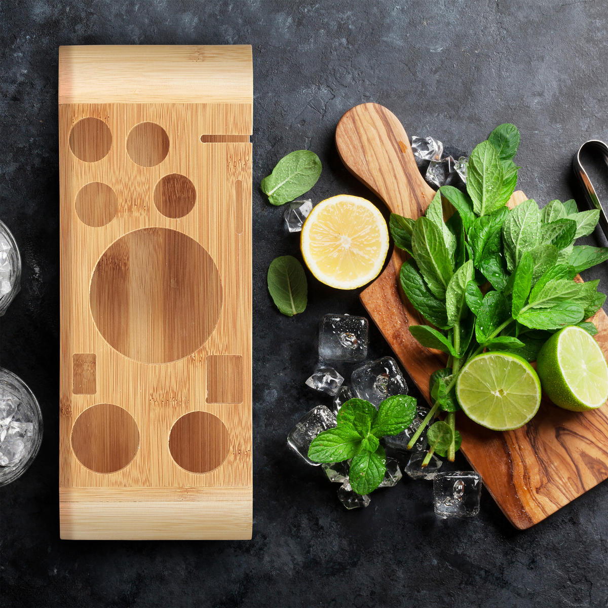 KOKTAILOVÝ set - viacfarebná, kov/drevo (27.5/25.5/10.5cm) - Relaxdays