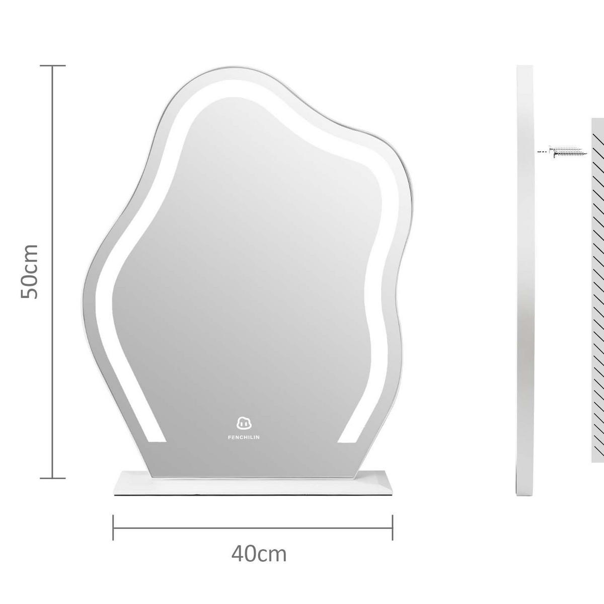 SCHMINKSPIEGEL mit Beleuchtung Wolkenform weiß 40/50 cm - Weiß, Metall (63/54/23cm) - VANITII