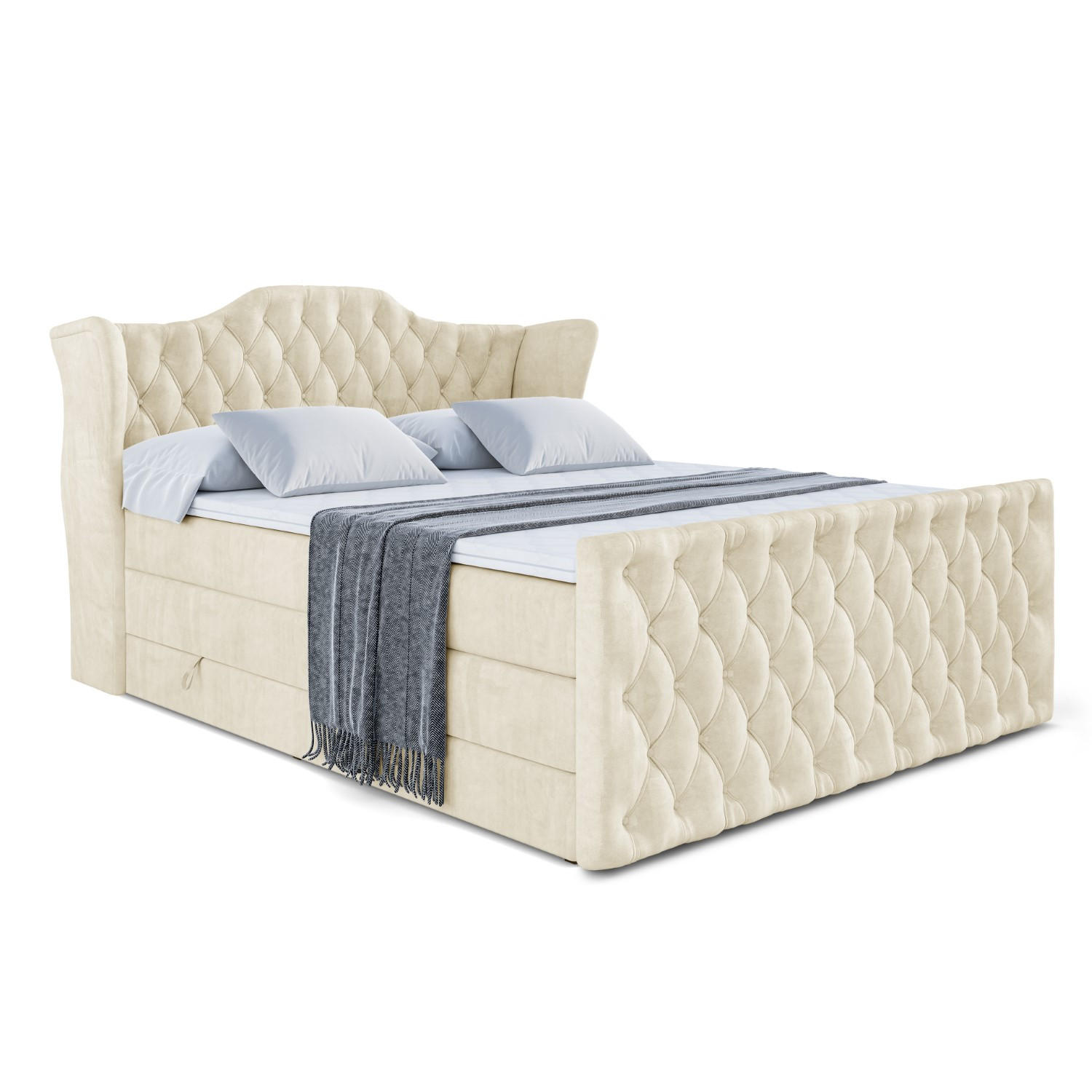 BOXSPRINGBETT VILA-Z KING - 120x200 - H3/H4 - Beige - Beige, Holzwerkstoff (120/200cm) - ALTDECOR