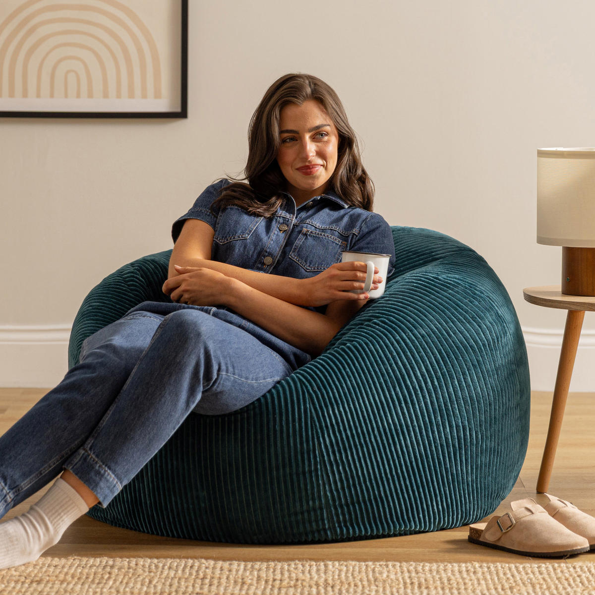 SITZSACK Klassisch Kingston, Cord - Dunkelgrün, Textil (85/50/85cm) - icon