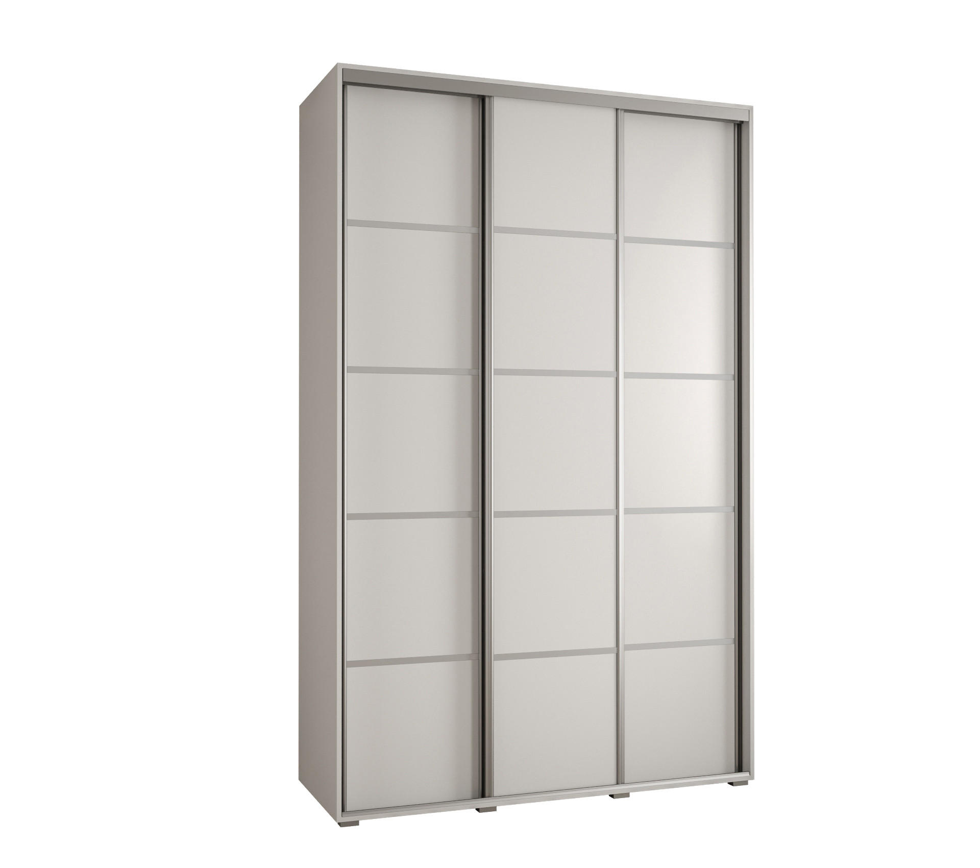 Abiks Möbel Schwebetürenschrank Weiß, Weiß, Silber 160x235x60 cm