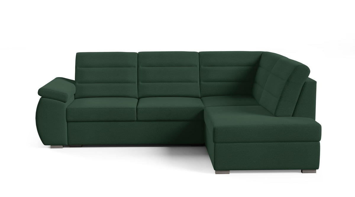 ECKSCHLAFSOFA - Ecksofa Gardenia - Dunkelgrün -Rechts - Dunkelgrün, Holzwerkstoff (264/190cm) - Möblo