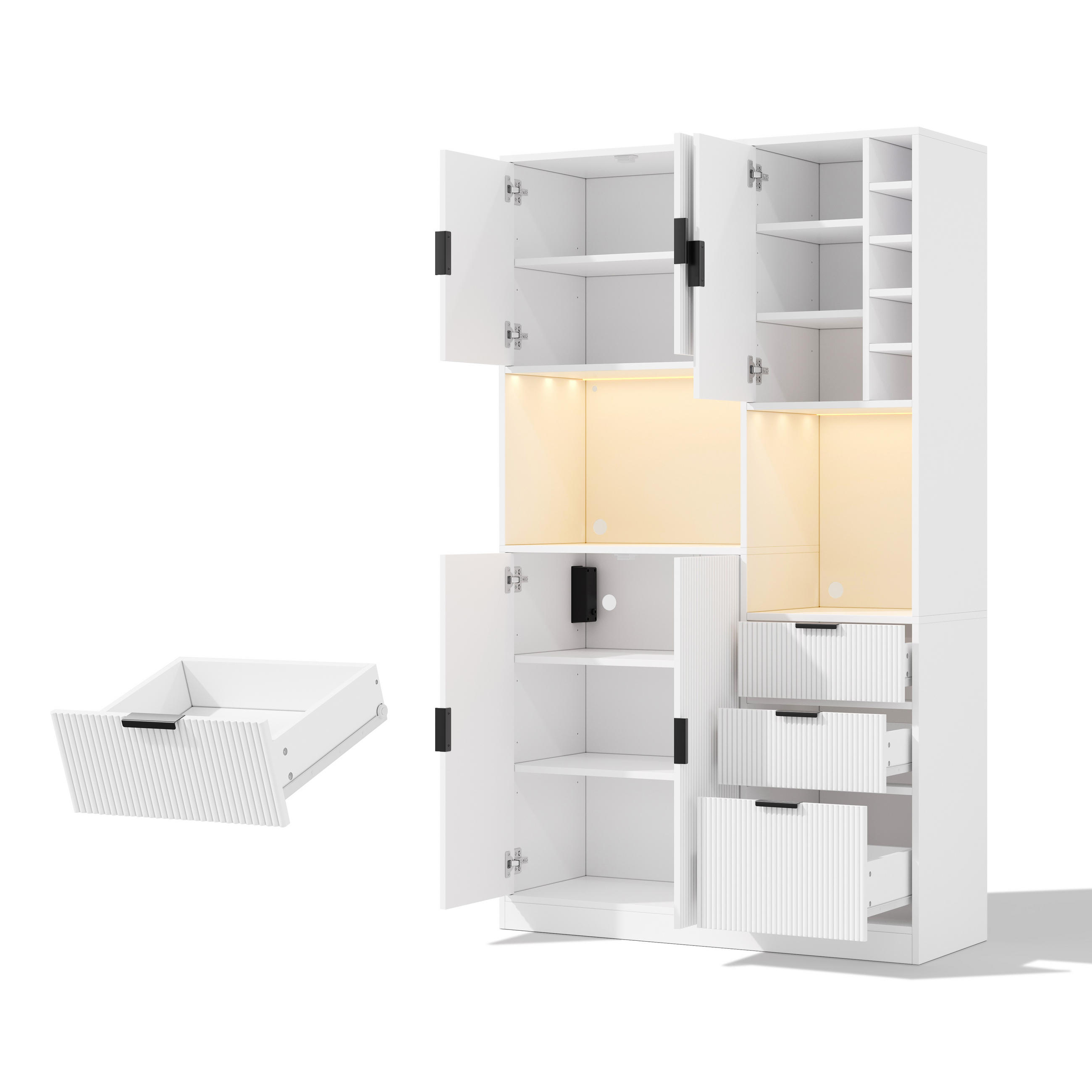 KÜCHENSCHRANK weiß aus MDF mit App-LED und integriertem Strommodul 105 × 40 × 180 cm - Weiß, Holzwerkstoff (105/180/40cm) - Luhomfu