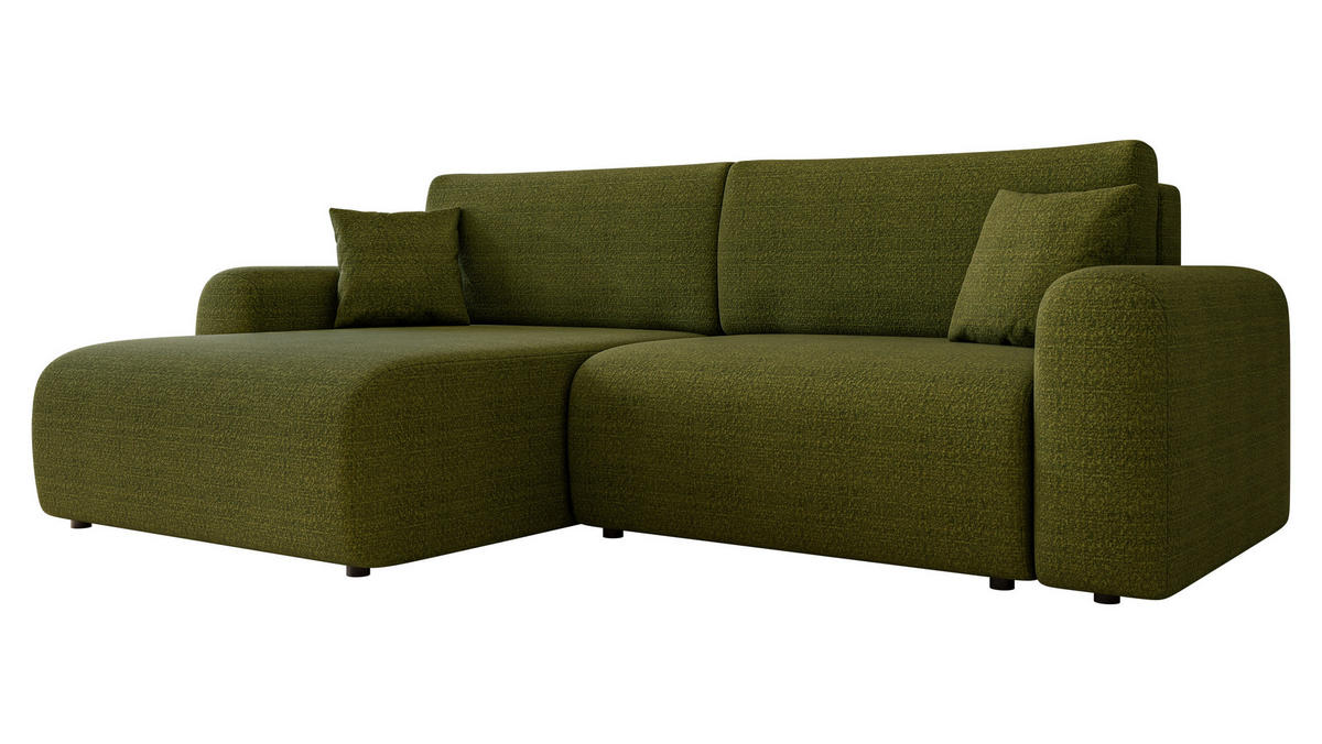 ECKSOFA Floryn L - Schwarz/Grün, Holz/Kunststoff (245/145cm) - MIRJAN24
