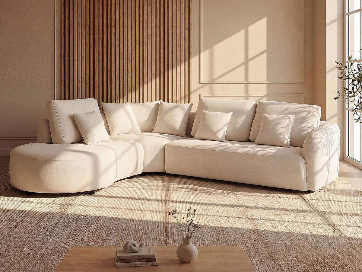 SOFA - 5 Personen - stoff - gebrochenes weiß Lomesi - Weiß, Textil (302/90/264cm) - Vente-Unique
