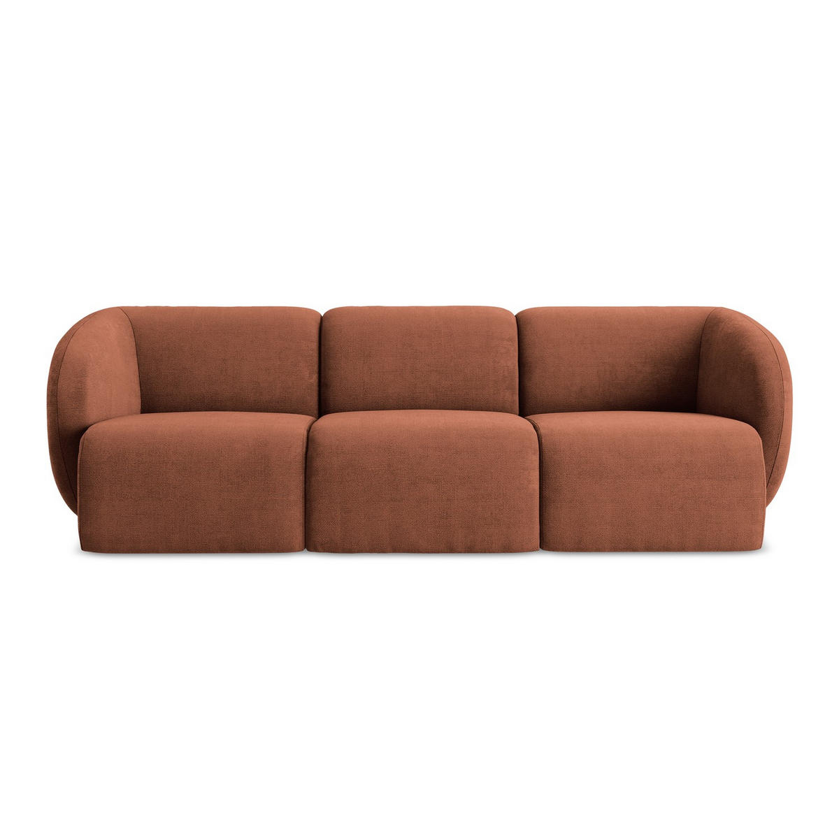 3-SITZER SOFA Chenille Stoff Orange - Terracotta/Schwarz, Holzwerkstoff/Kunststoff (244/75/94cm) - LaMiaSofa