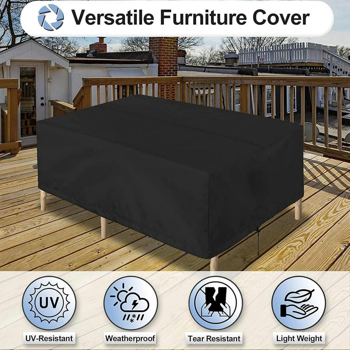 GARTENMÖBEL Abdeckung 123 x 123 x 74 cm Schwarz - Schwarz, Textil (123/74/123cm)