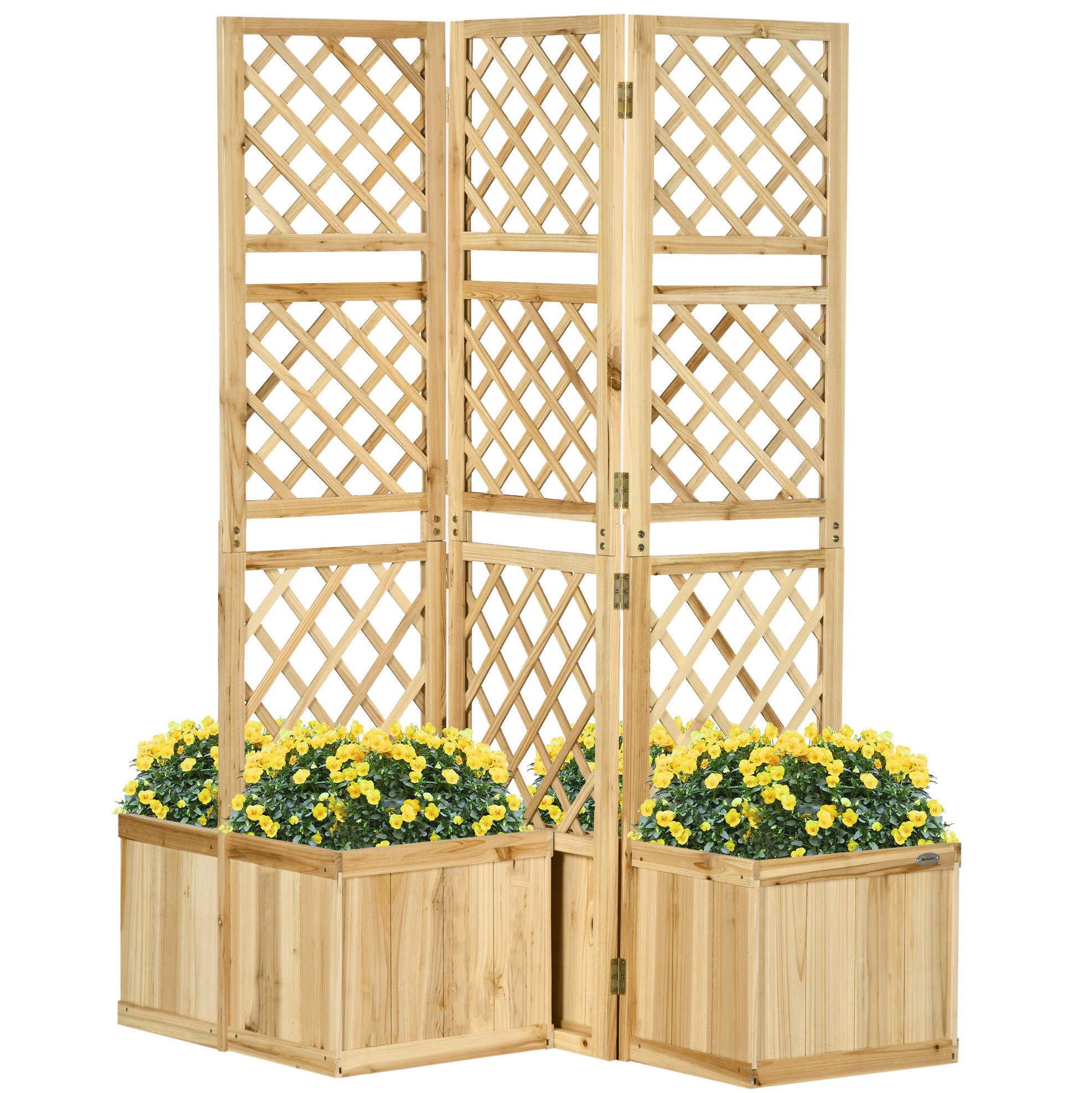 BLUMENKASTEN aus Holz 133x62x165cm in Natur mit klappbarem Spalier - Naturfarben, Holz (62/165/133cm) - Modfu