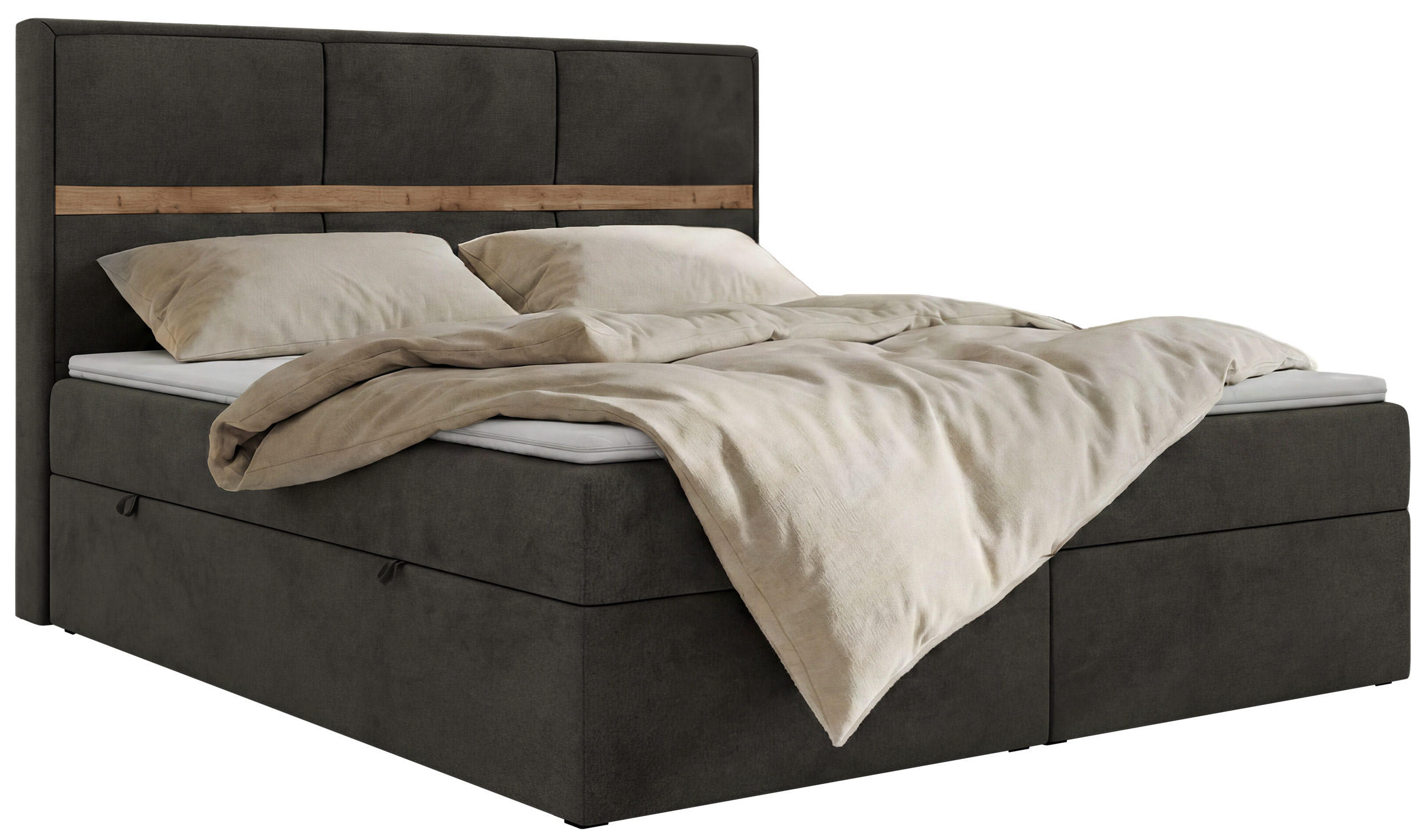 POSTEL BOXSPRING ORVO 180/200 - Tmavě šedá Samet - Topper T25 - H4 - černá/tmavě šedá, textil/plast (180/200cm) - MKS