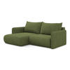 ECKSOFA mit Schlaffunktion Chenille Stoff Grün - Dunkelgrün/Schwarz, Kunststoff/Textil (148/207cm) - Makamii