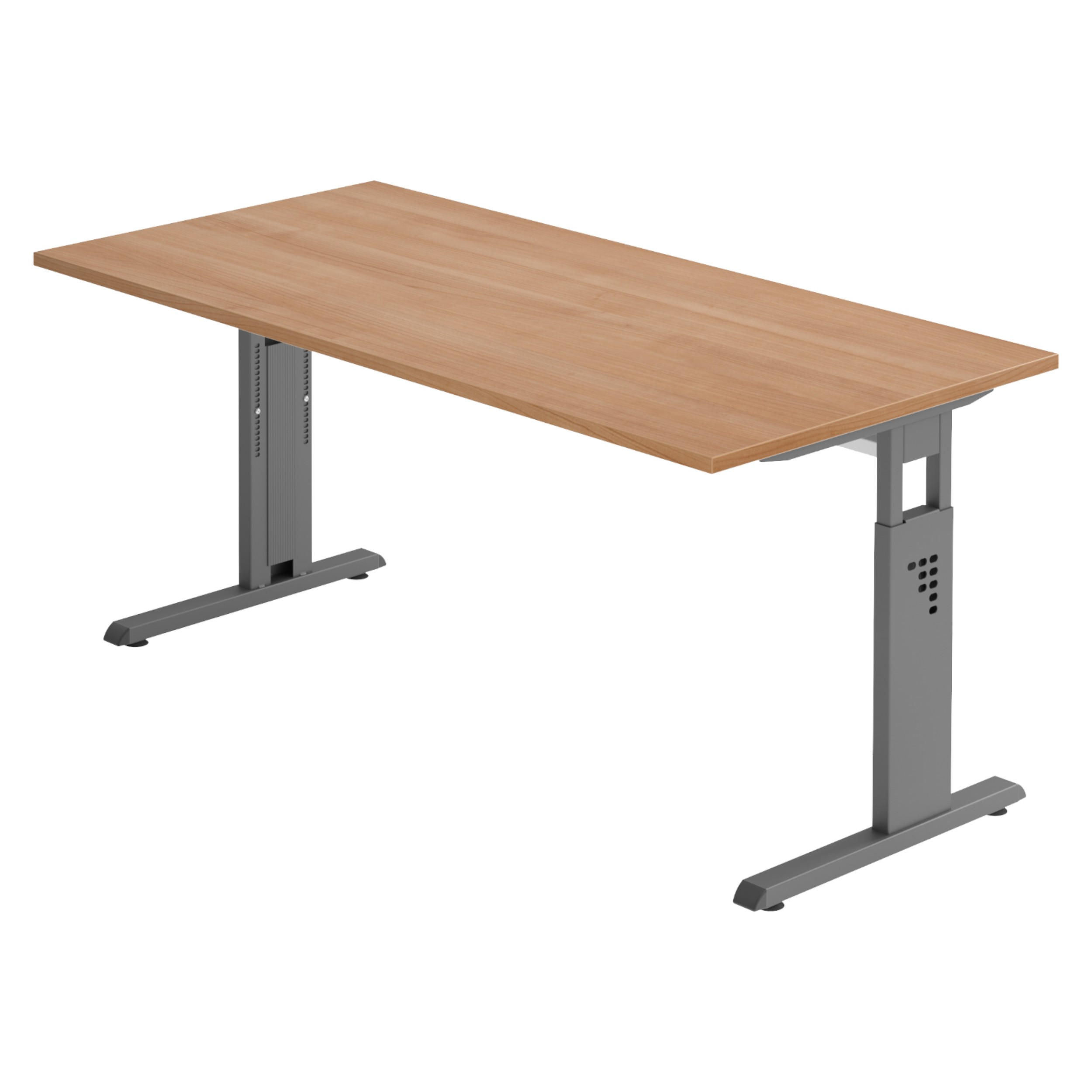 SCHREIBTISCH Serie-O 80/160/74 cm in Nussbaumfarben/Graphitfarben - Nussbaumfarben/Graphitfarben, Holzwerkstoff (80/160/74cm) - bümö