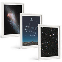 BILDER SET 3er Set - 40x60 cm Weißer Rahmen - Sternzeichen Zwillinge Galaxie - Weiß, Kunststoff (40/60cm) - TULUP