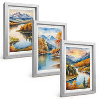 BILDER SET 3er Set - 20x30 cm Silberner Rahmen - Herbstliche Berglandschaften - Silberfarben, Kunststoff (20/30cm) - TULUP