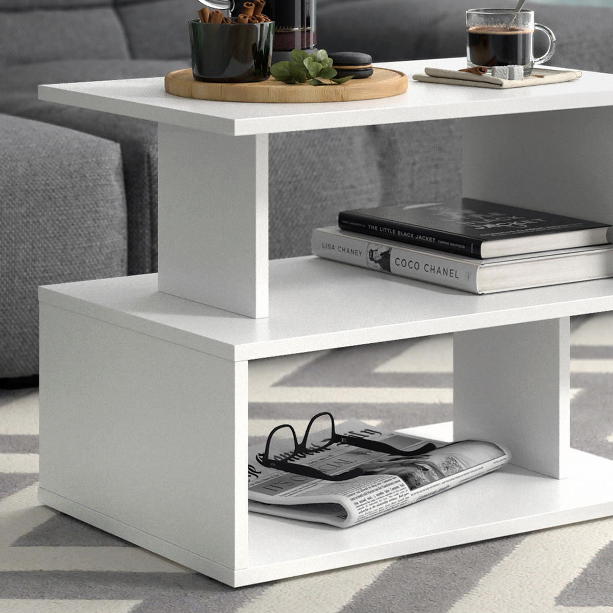 COUCHTISCH Shelby Weiß 59 x 39 cm - Weiß, Holzwerkstoff (39/59/45.4cm) - Vicco