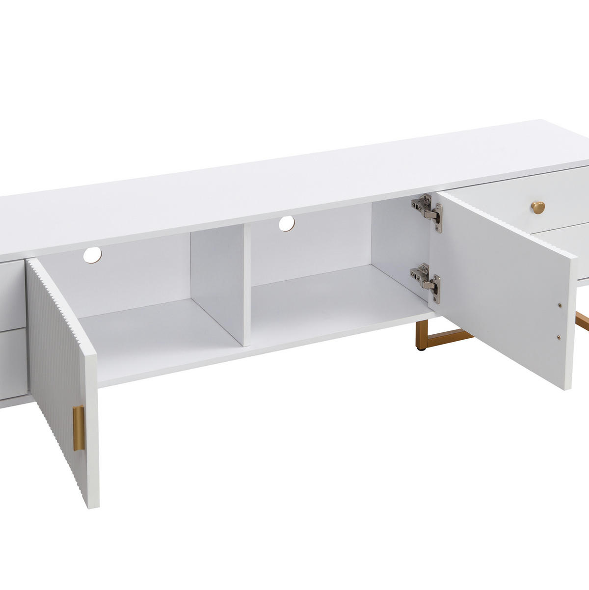 LOWBOARD 175/30/46 cm Weiß aus MDF mit 4 Schubladen und 2 Türen - Weiß, Holzwerkstoff (30/46/175cm) - OKMYHOME