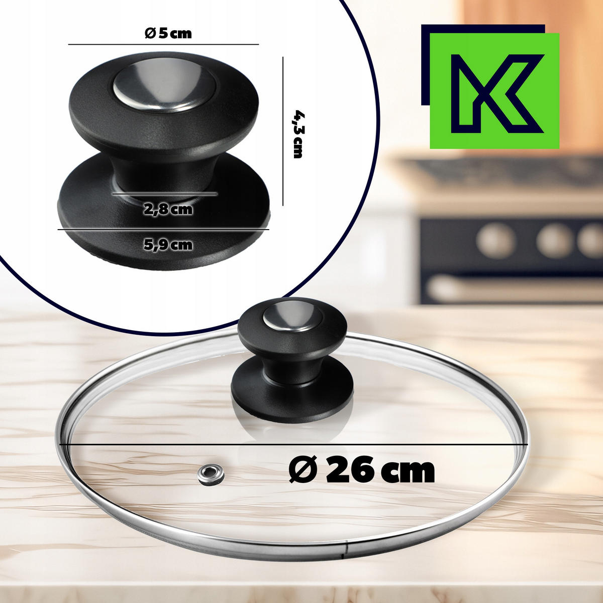 DECKEL mit Griff, 26 cm, 1 Stück - Transparent, Glas/Kunststoff (26cm) - KADAX