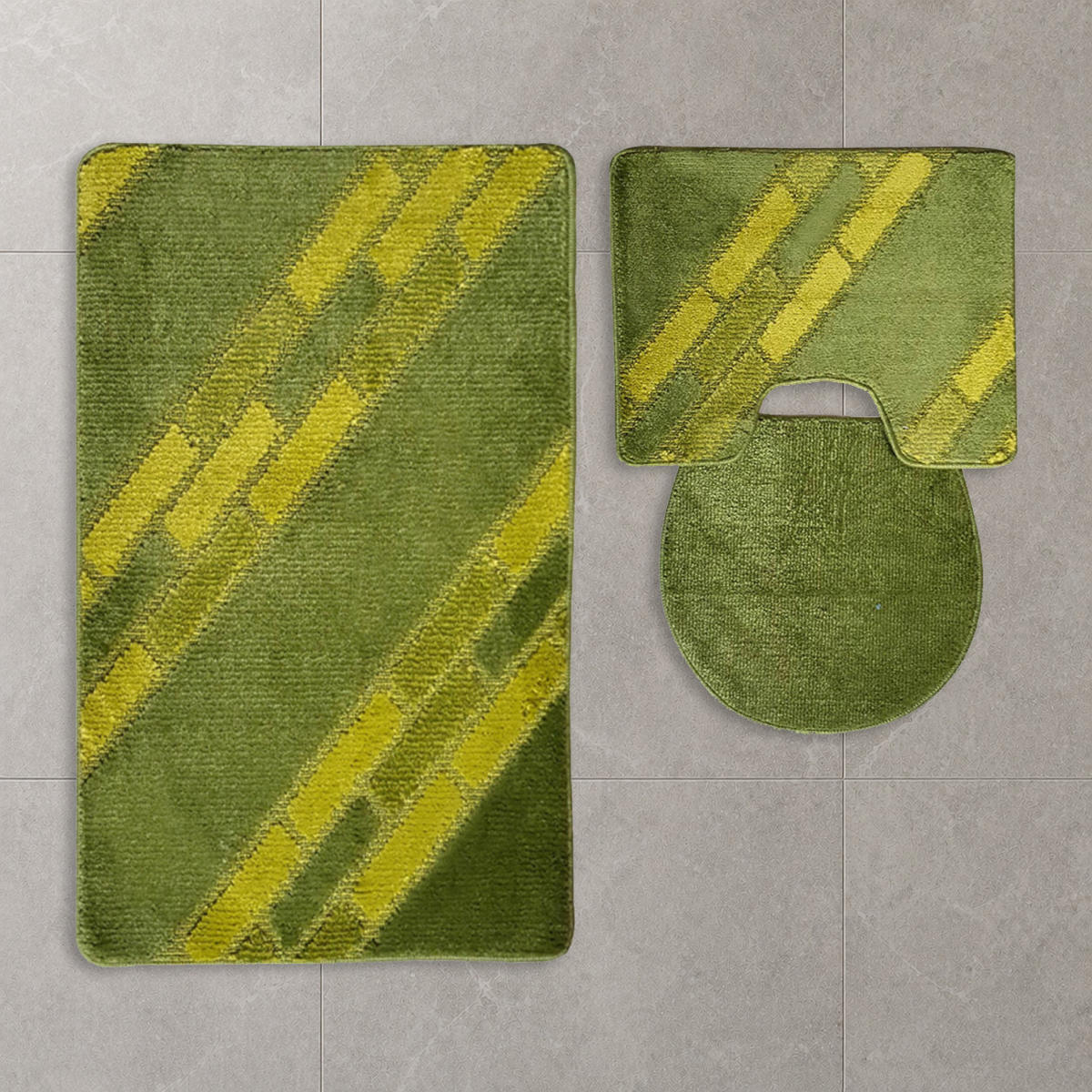 BADEMATTE Set 3 tlg GRÜN - Grün, Textil (60/100cm) - ROLFNERS