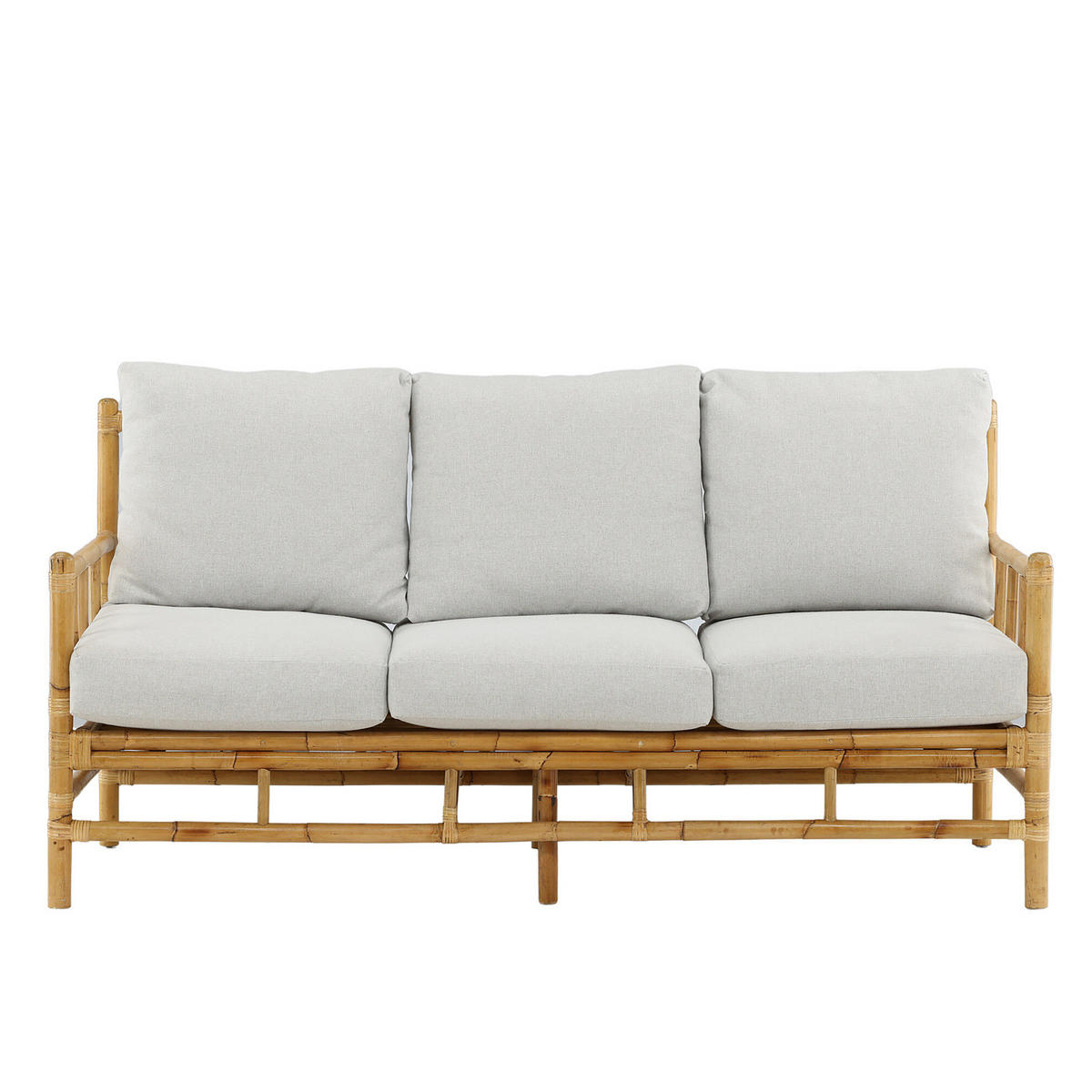 LOUNGESOFA - Weiß - Rattan - 180 x 88 x 77 cm - Beige/Weiß, Naturmaterialen (180/88/77cm) - home24