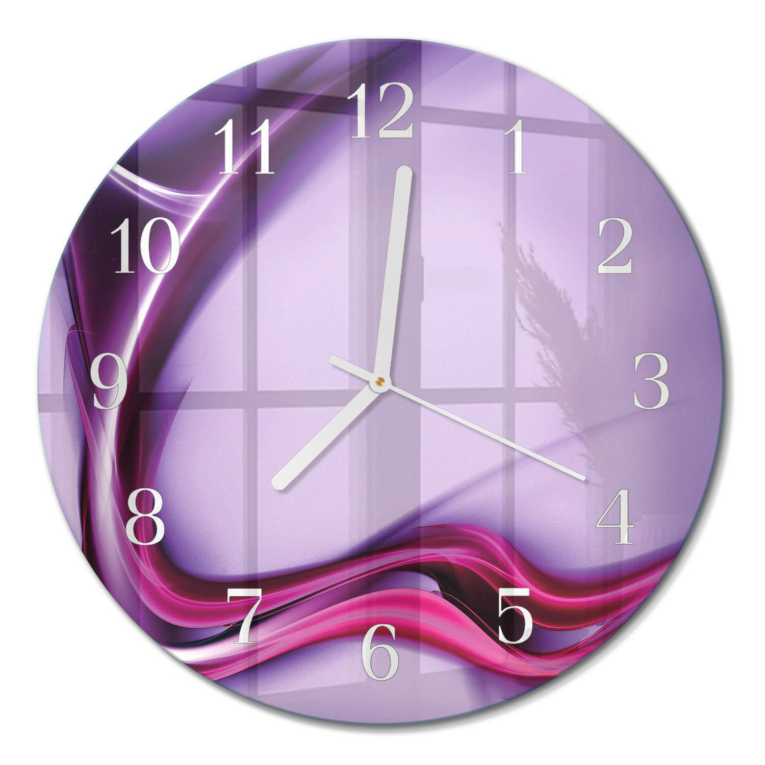WANDUHR fi30 cm - Abstraktion - Lila, Glas (30/30/0.4cm) - TULUP