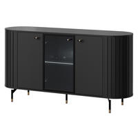 KOMMODE Zante 150 2D1W 03 mit weißer LED Beleuchtung - Goldfarben/Schwarz, Holzwerkstoff/Metall (151/81/40cm) - MIRJAN24