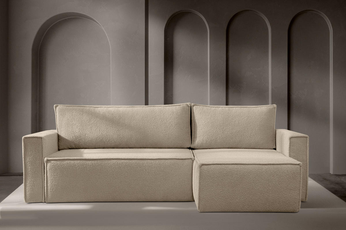 ECKSOFA-LINKS/RECHTS NAPI II mit Schlaffunktion, hellbeige - Beige, Textil (246/148cm) - KONSIMO®