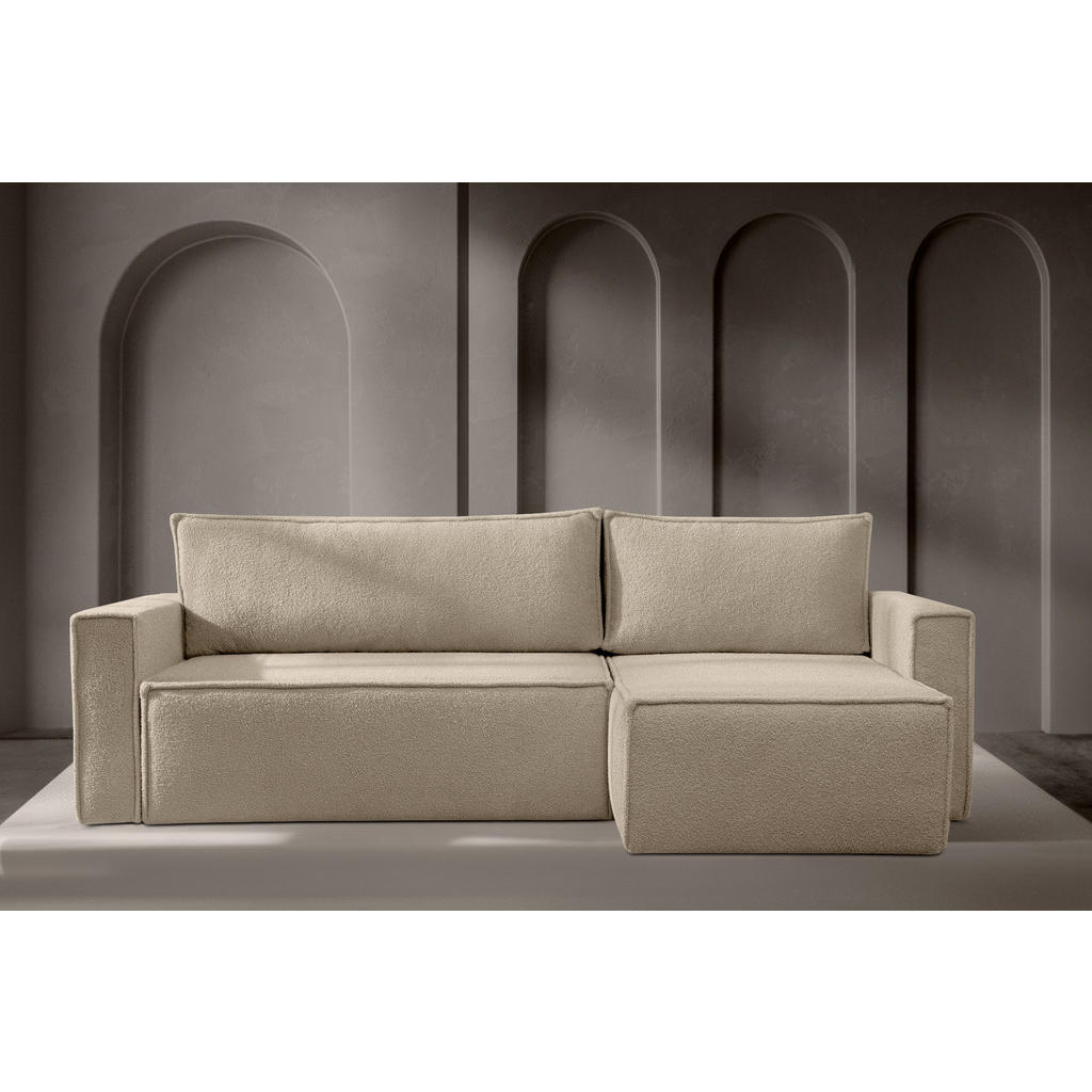 Thumbnail - Konsimo® Ecksofa-Links/Rechts, Beige, Textil, L-Form, seitenverkehrt montierbar,L-Form, 246x148 cm, FSC 100%, Hergestell...