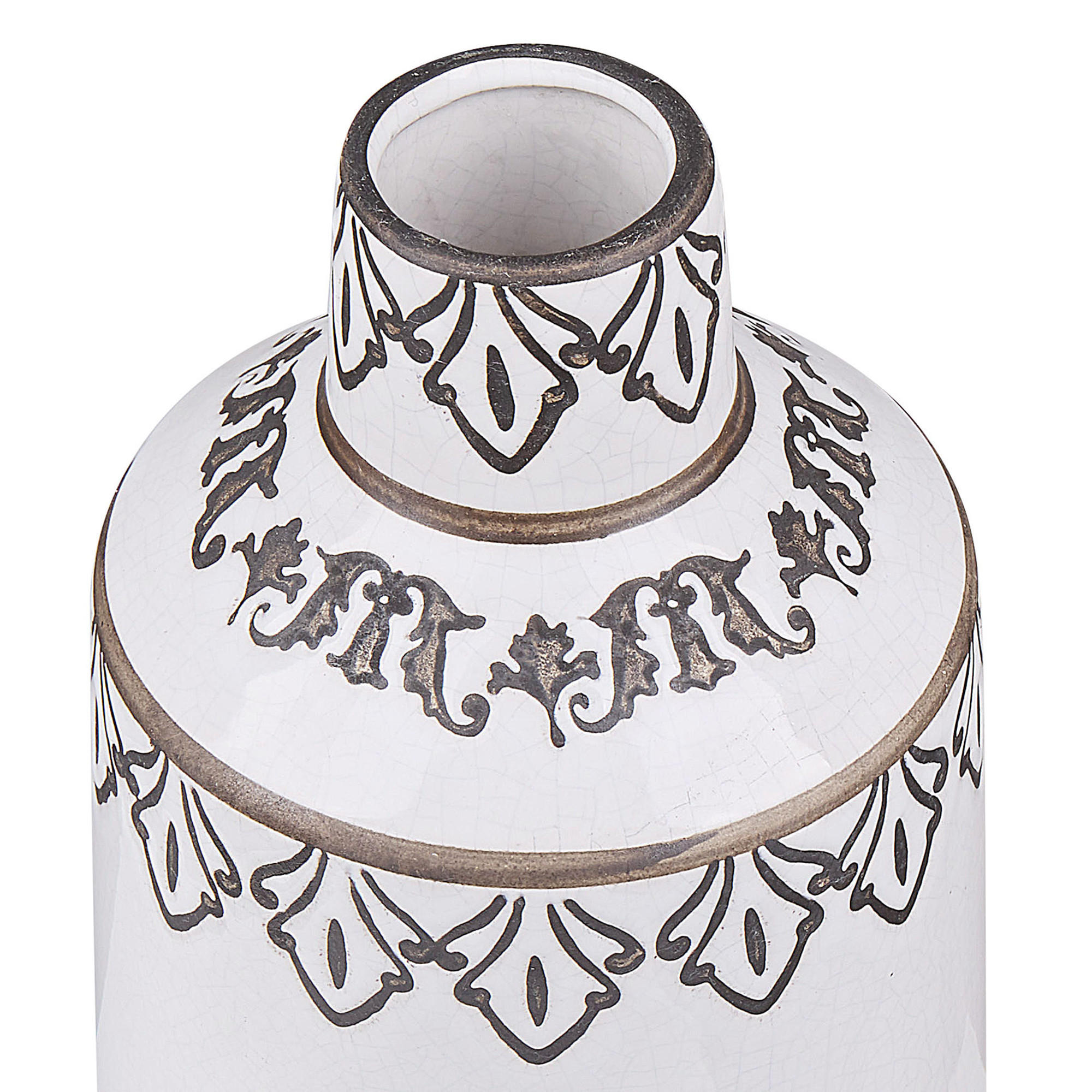 Thumbnail - Beliani Blumenvase, Weiß, Stein, Vintage, 25 cm, Dekoration, Vasen, Keramikvasen