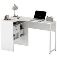 ECKSCHREIBTISCH Weiß mit 2 Schubladen und 3 offenen Fächern 120/60/74 cm - Weiß, Holzwerkstoff (60/120/74cm) - PANGIVO