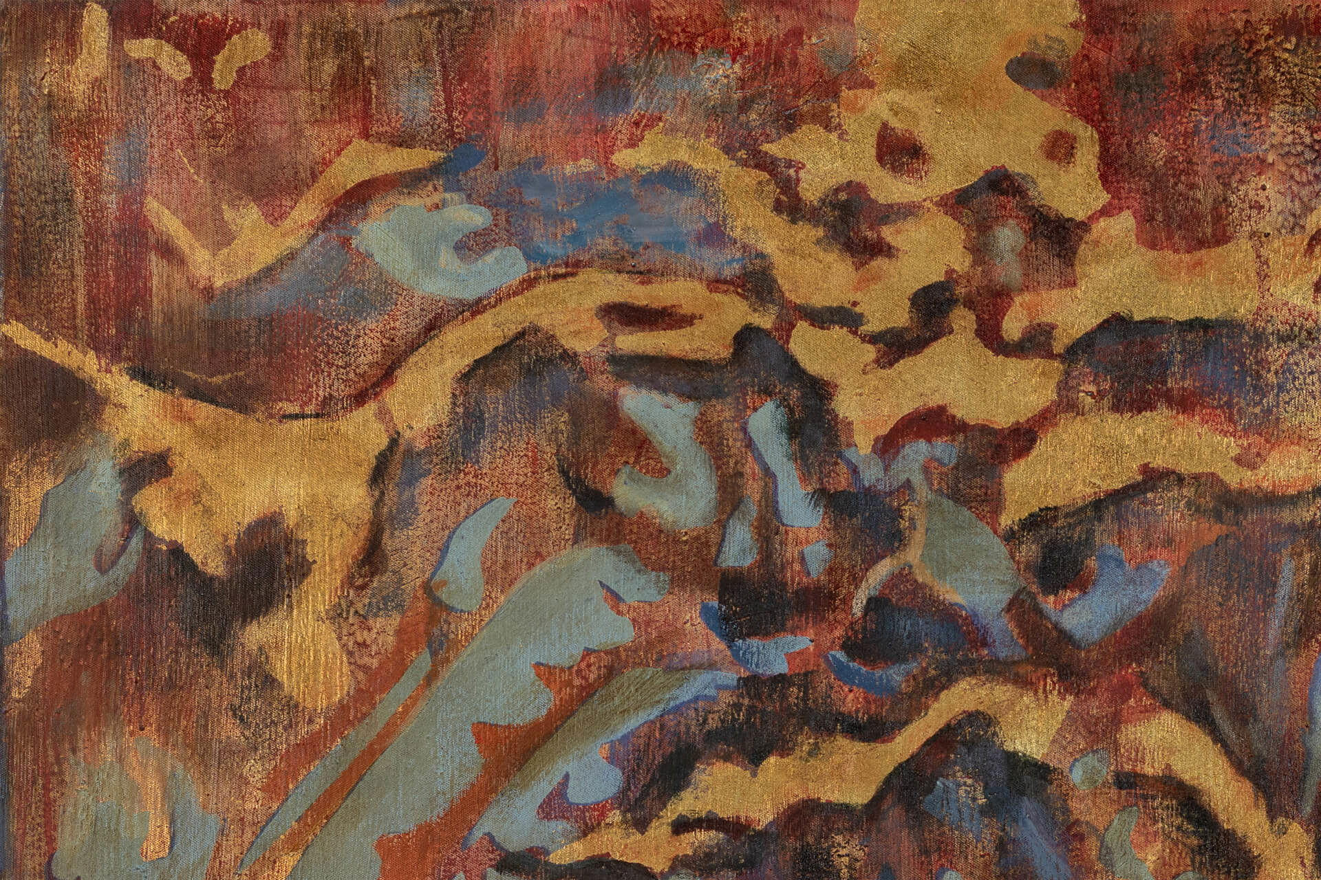ACRYLBILD HANDGEMALT 100/70 cm - Blau/Rot, Holz/Textil (2.05/70cm) - KUNSTLOFT