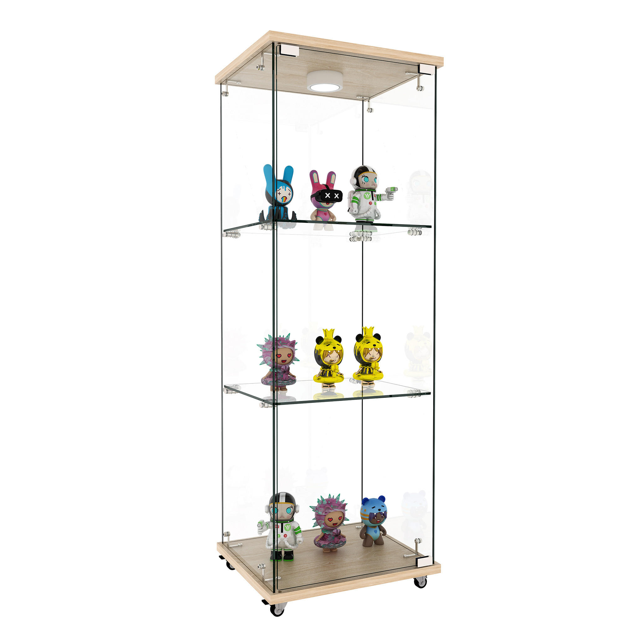 VITRINE in Naturfarben Glasvitrine mit LED-Beleuchtung für Wohn- und Schlafzimmer, B42.5/T36.5/H120cm - Naturfarben, Glas/Holzwerkstoff (42.5/120/36.5cm) - STILVORA