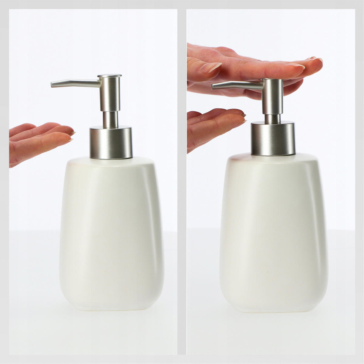 FLÜSSIGSEIFENSPENDER 400 ml 2 Stk. - Weiß, Keramik (8/18cm) - KADAX