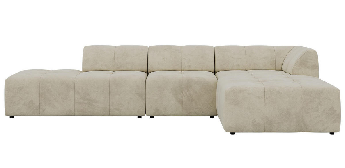 ROHOVÁ SEDAČKA GRIDA 3M L Béžová Samet - Pravá - černá/béžová, textil/plast (176/335cm) - MKS