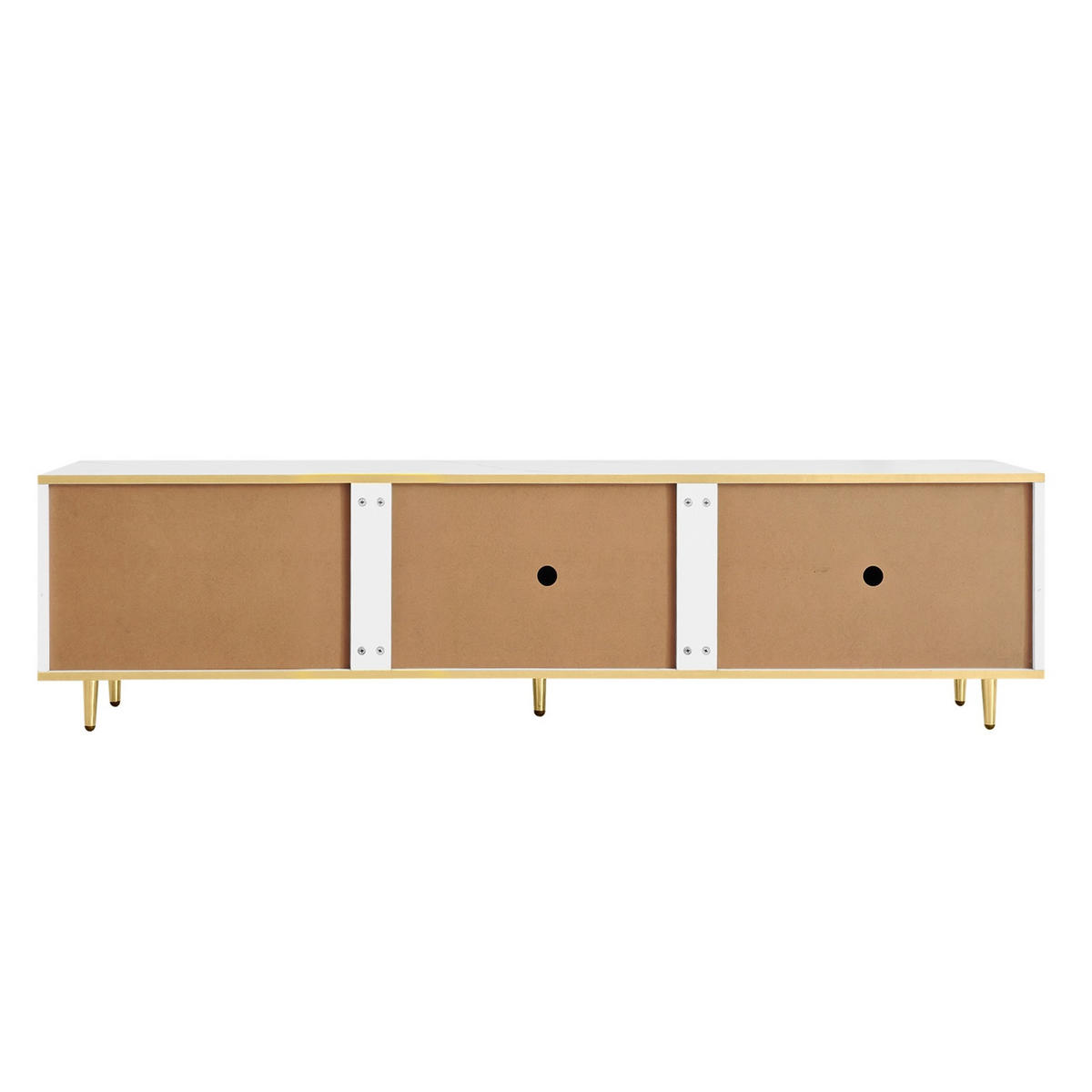 TV-SCHRANK 175/40/45 cm weiß mit goldenen Griffen und Schnitzmustern - Weiß, Holzwerkstoff (175/45/40cm) - OKWISH