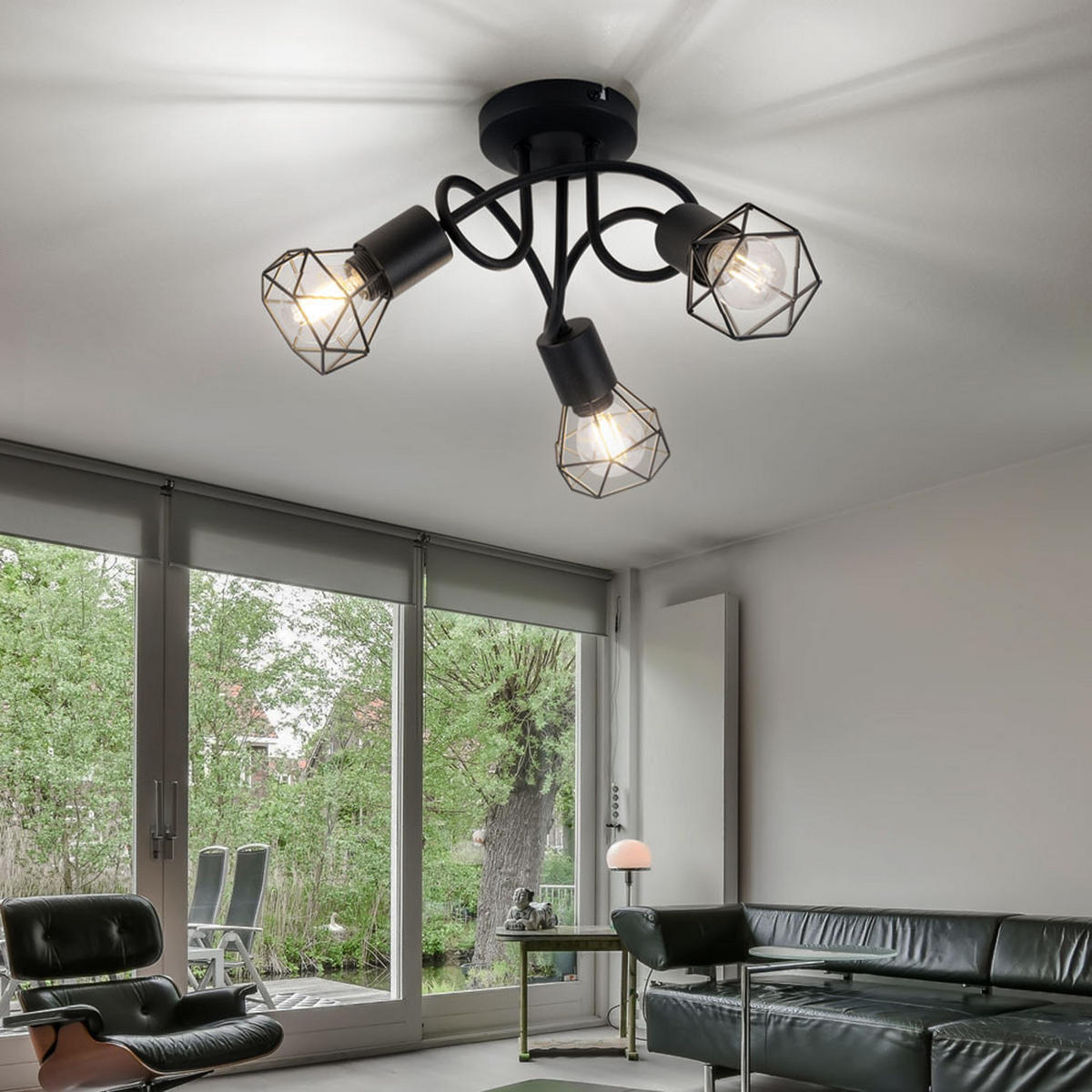 DECKENLEUCHTE Metall Schwarz Gitteroptik - Schwarz, Metall (36/36/20cm) - Globo Lighting