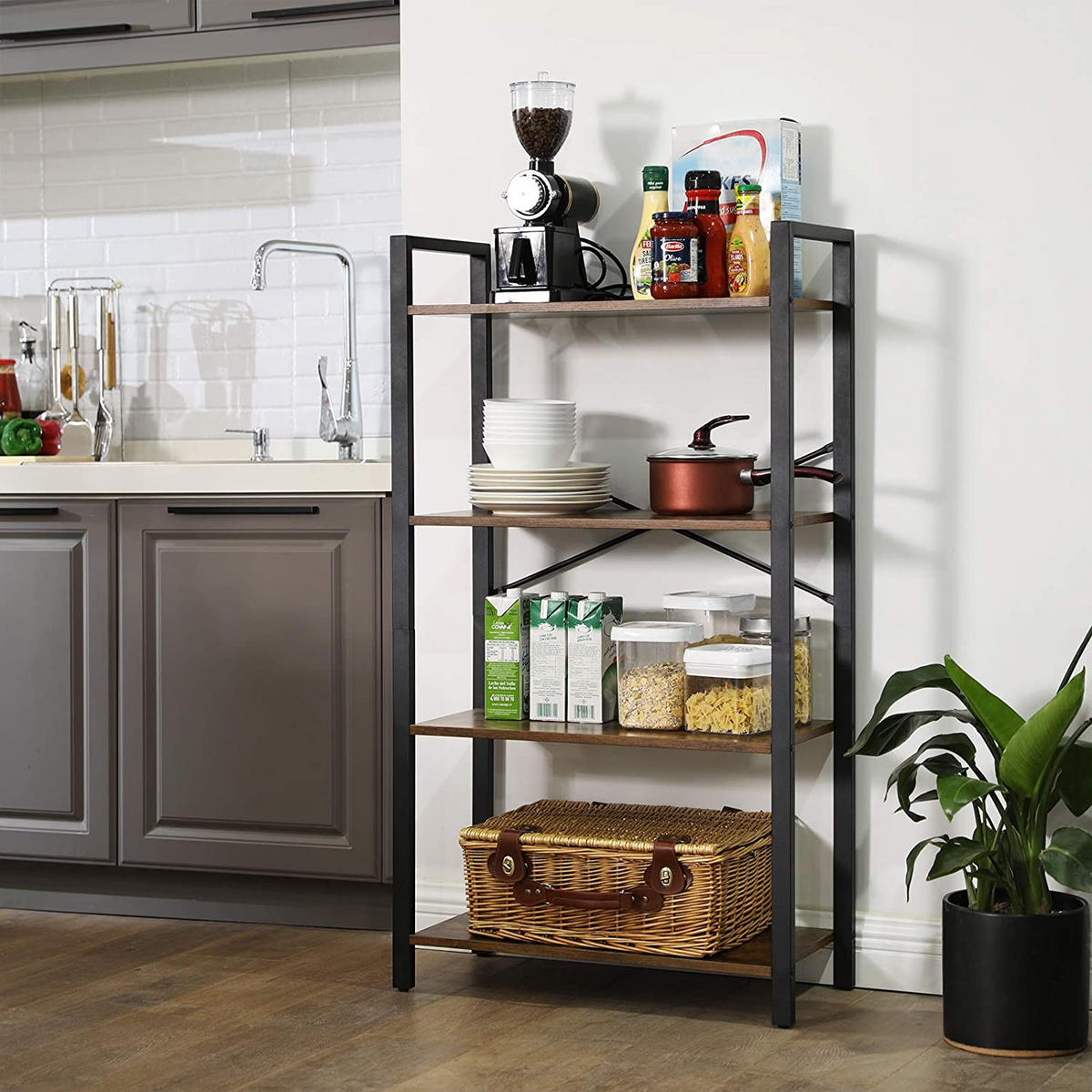 LEITERREGAL - Braun, Holzwerkstoff (30/120/66cm) - Hansiro