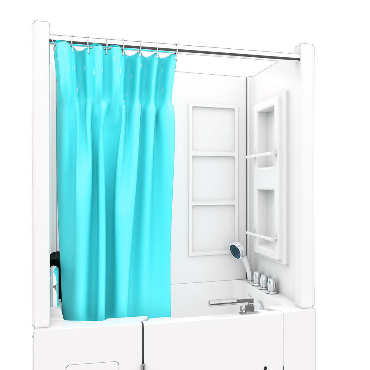 SENIORENDUSCHE Wanne Tür S08D-TH-A-L - Weiß, Glas/Kunststoff (68/110/205cm) - AcquaVapore by Sandra Jentho