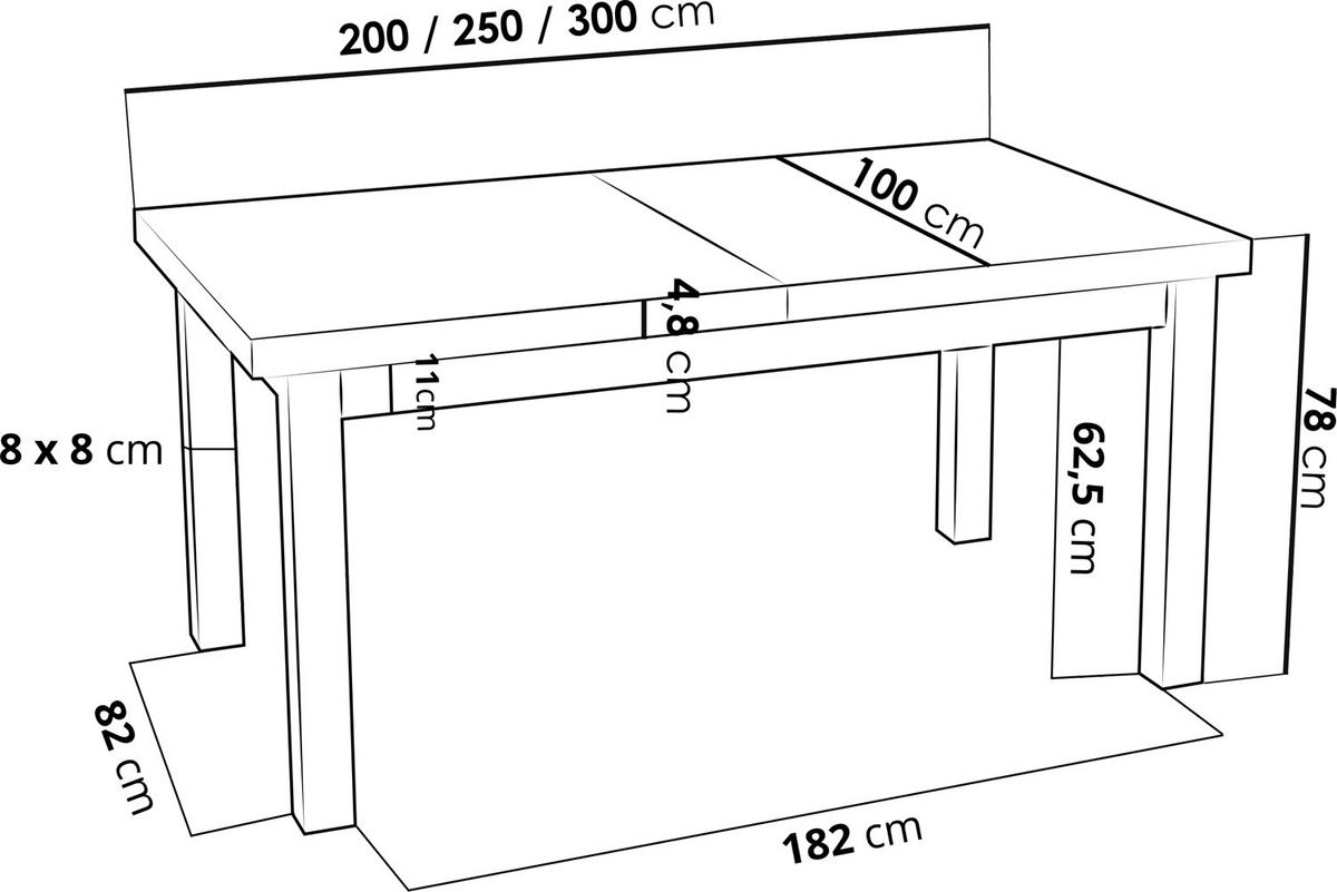 ESSTISCH Gemini rechteckig ausziehbar, Wotan Eiche 200-300/100/78 cm - Eiche Wotan/Schwarz, Holz/Holzwerkstoff (200/100/78cm) - WFL GROUP