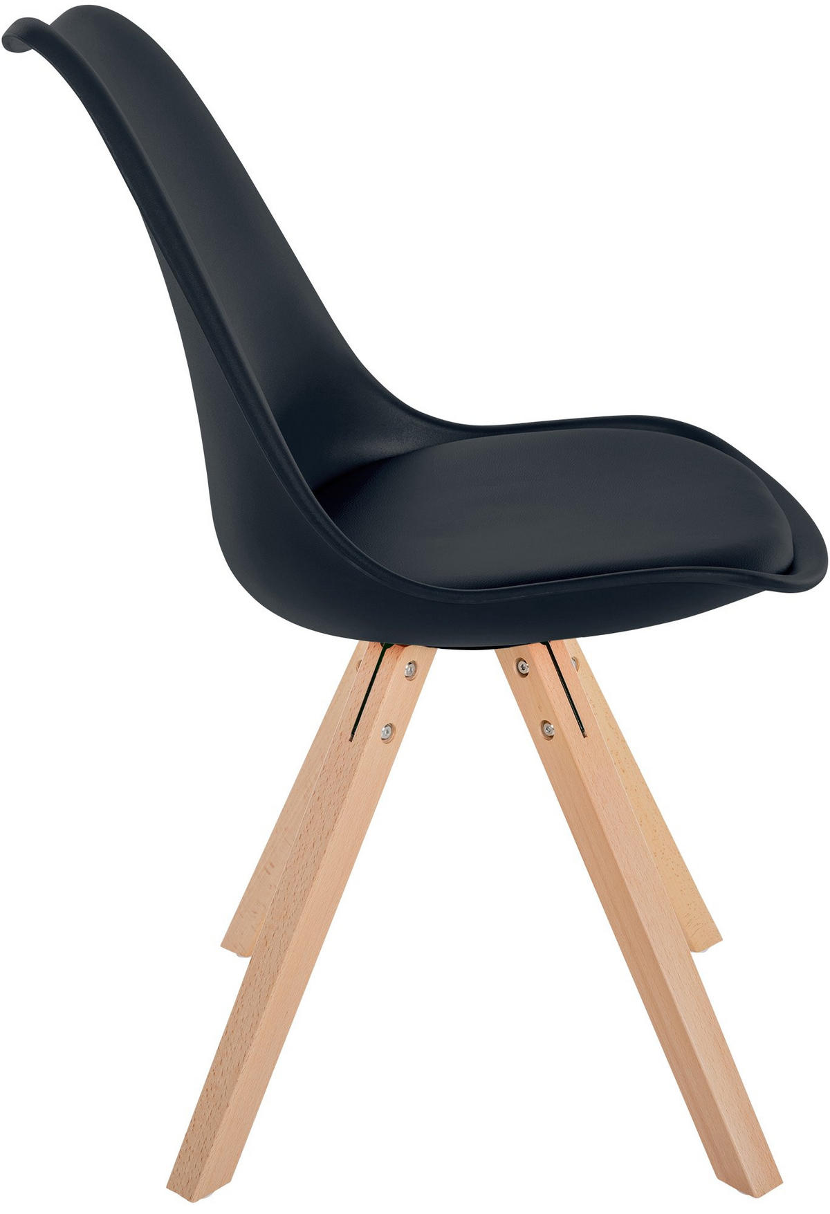 STUHL Kunststoff schwarz - Schwarz/Naturfarben, Holz/Kunststoff (48/81/54cm) - CLP