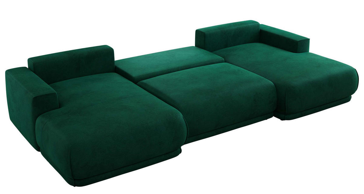 SEDACIA SÚPRAVA RINA U Tmavozelená Zamat - čierna/tmavozelená, textil/plast (360/85/170cm) - MKS