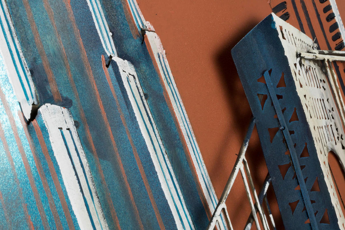 METALLBILD Orange 60/90 cm - Blau/Orange, Metall (4.38/90cm) - KUNSTLOFT